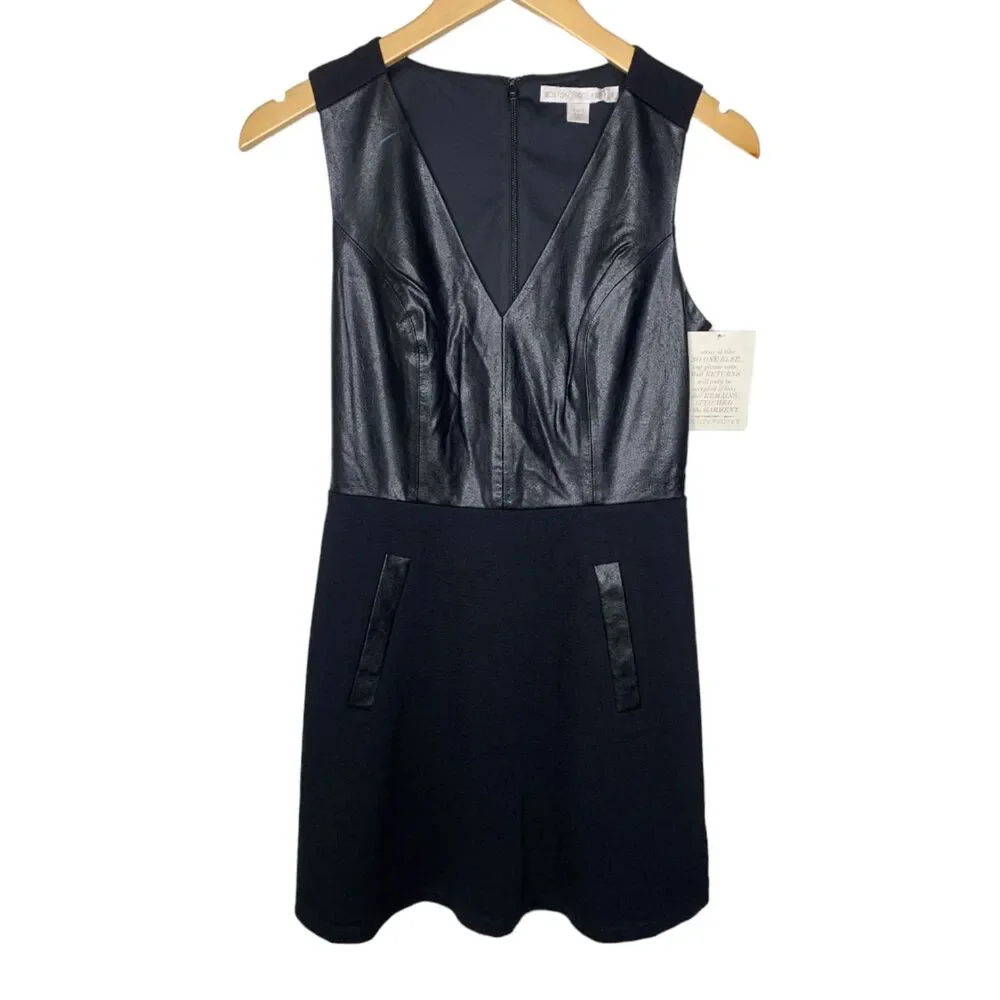 Boston Proper sleeveless faux leather dress black size 2